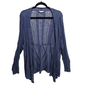 Eileen Fisher Cardigan Italian Yarn Sweater Blue Long Sleeve Open Front Size 2XL